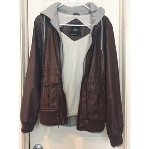 Obey Leather Hooded Jacket